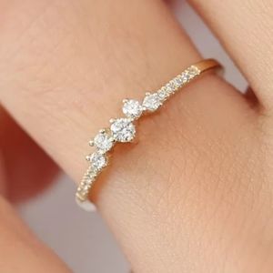 White Sapphire Dainty 18K Rose Gold Ring